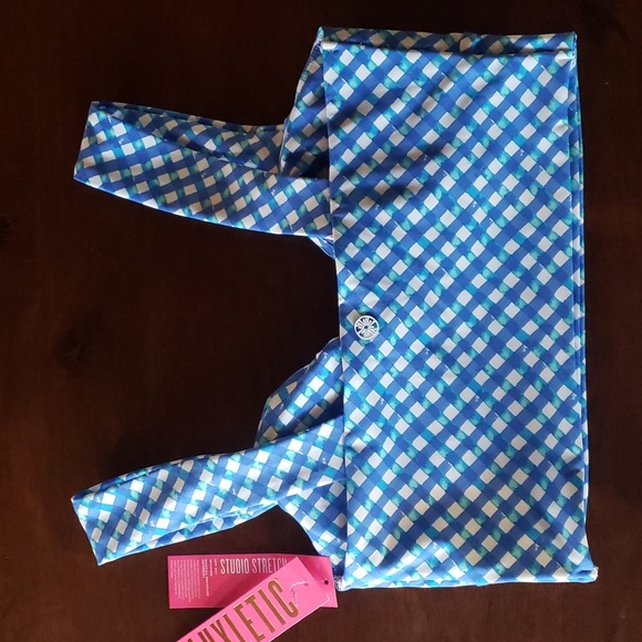 NWT Lilly Pulitzer Calusa Sports Bra UPF 50 Boca Blue Double Checking Medium M - Picture 4 of 6